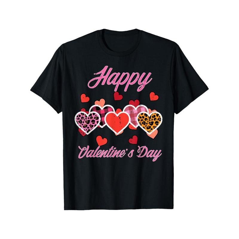 Happy Funny Leopard Plaid Hearts Short Sleeve Cotton - Adult & Kids T-Shirts, Sweatshirts & Hoodies apparel design preview 1