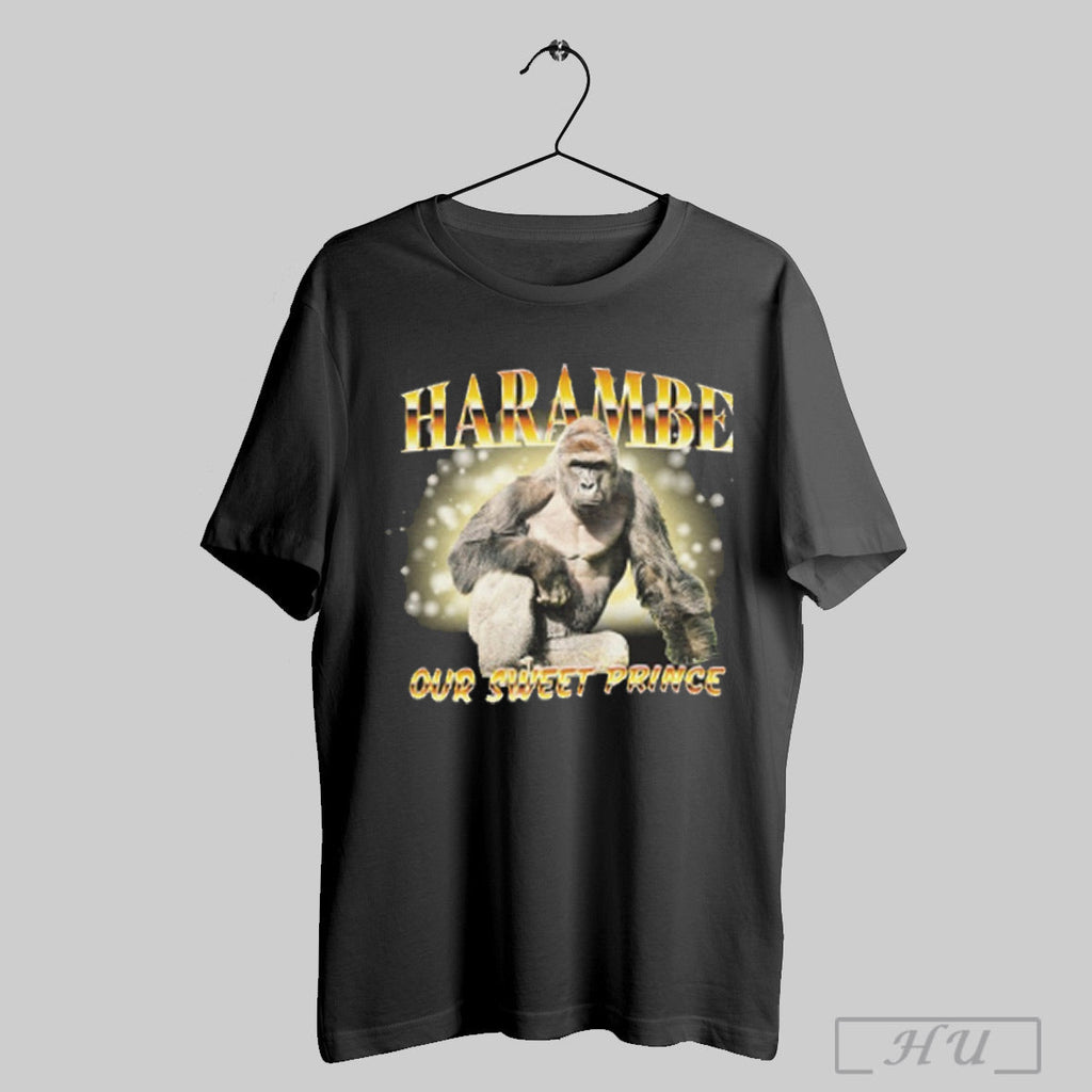 Harambe Our Sweet Prince Retro - Adult & Kids T-Shirts, Sweatshirts & Hoodies apparel design preview 1