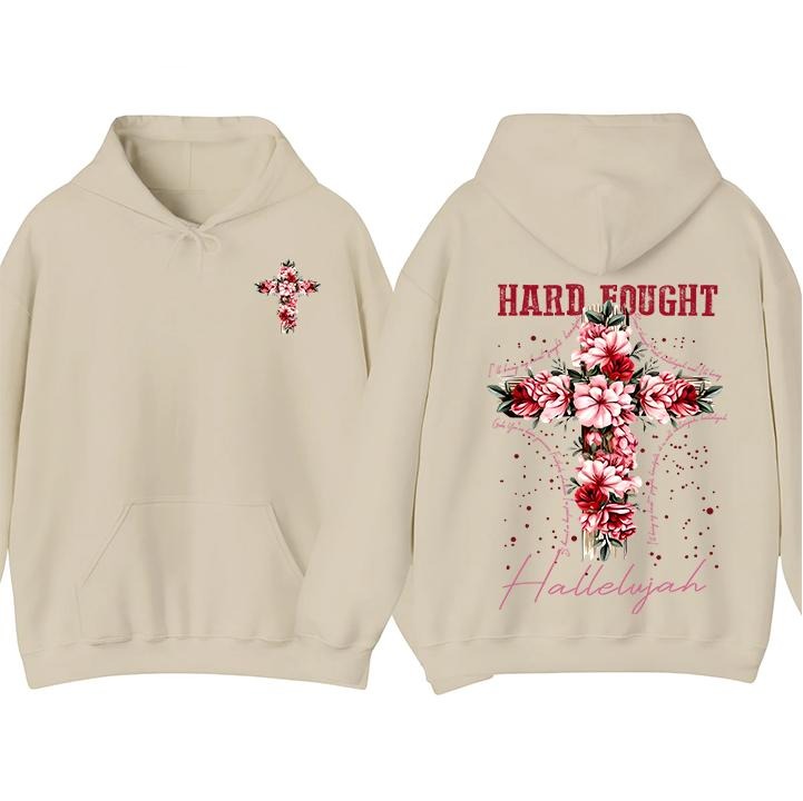 Hard Fought Hallelujah 2 Sided FLoral Christian Jesus - Adult & Kids T-Shirts, Sweatshirts & Hoodies apparel design preview 1