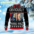 Harris Walz Obviously Ugly Christmas Sweater - Holiday Gift product image
