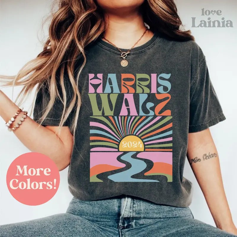 Harris Walz President Kamala 2024 Election Rally Tim - Adult & Kids T-Shirts, Sweatshirts & Hoodies apparel design preview 1