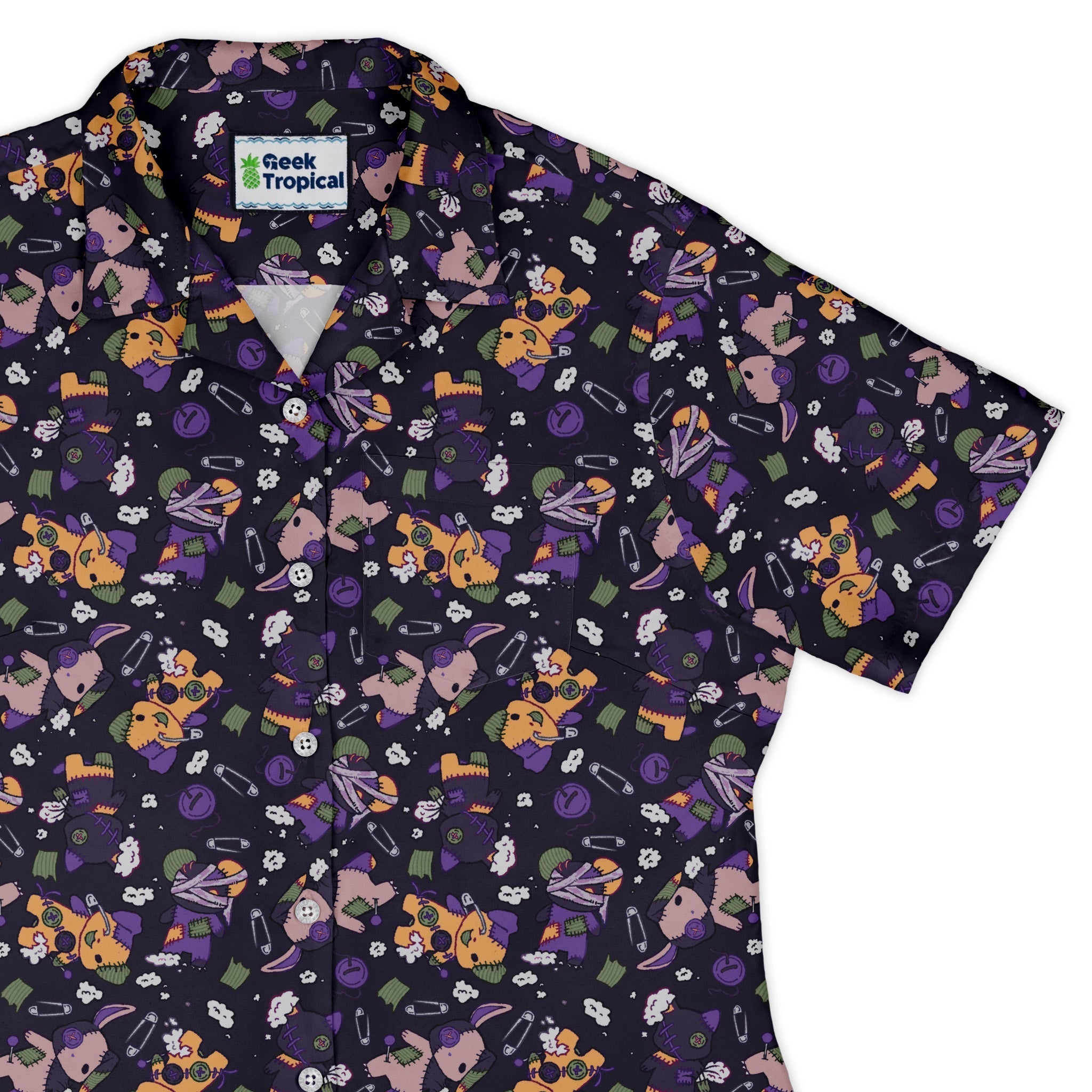 Haunted Plushies Curvy Button Up - Adult & Kids T-Shirts, Sweatshirts & Hoodies apparel design preview 1