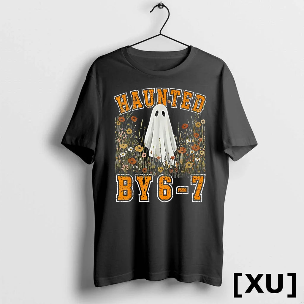 Haunted By 6 7 Ghost Floral 67 Meme Halloween Six - Adult & Kids T-Shirts, Sweatshirts & Hoodies apparel design preview 1