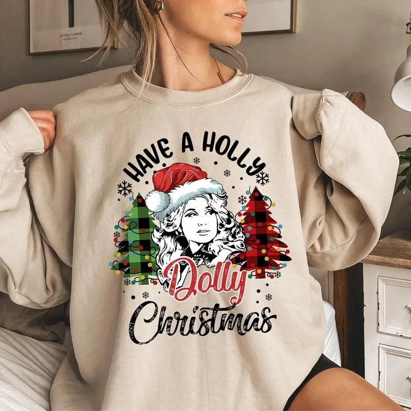 Have Holly Dolly Western Country Music Cowgirl Xmas - Adult & Kids T-Shirts, Sweatshirts & Hoodies apparel design preview 1