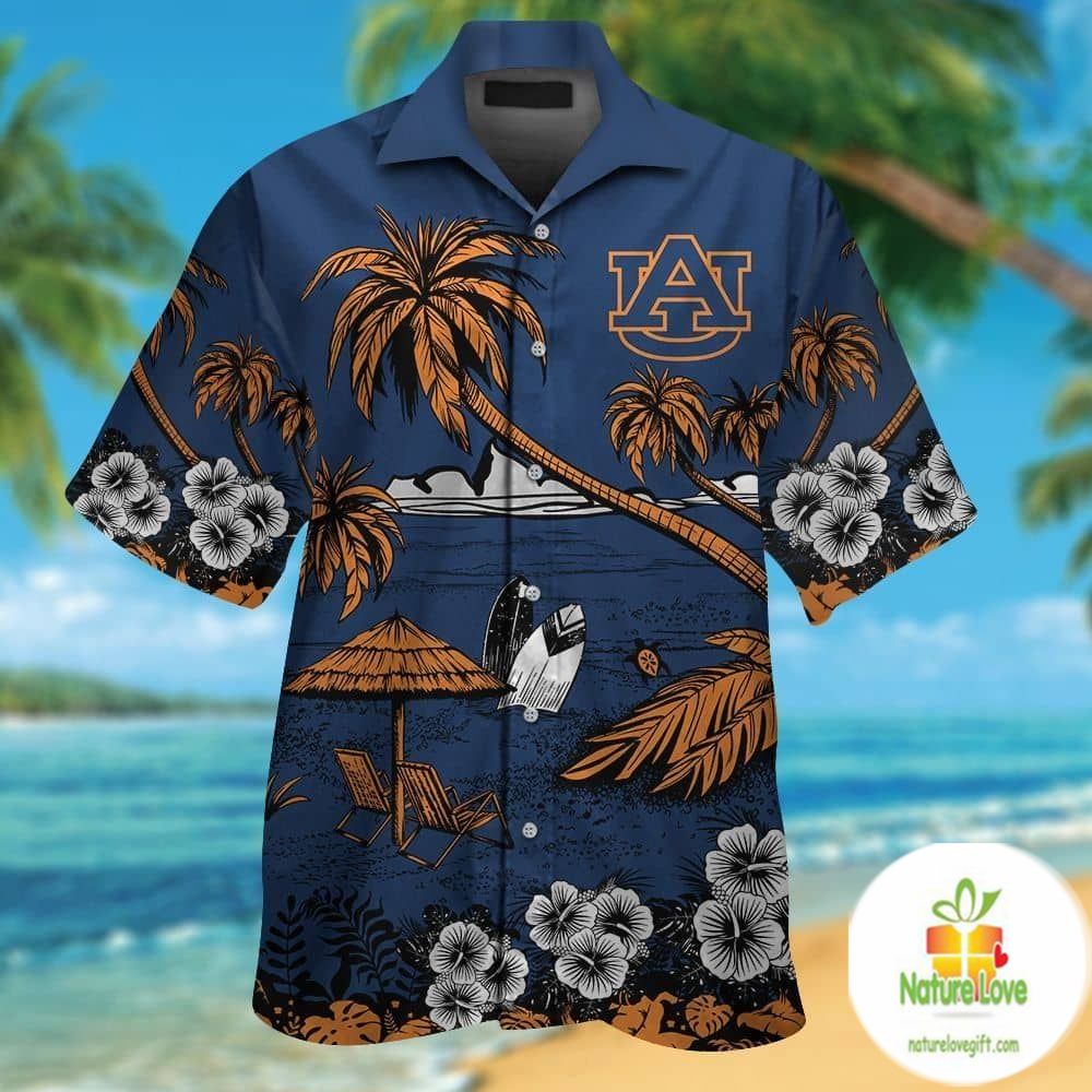 Hawaiian Auburn Tigers Short Sleeve Button Up - Adult & Kids T-Shirts, Sweatshirts & Hoodies apparel design preview 1