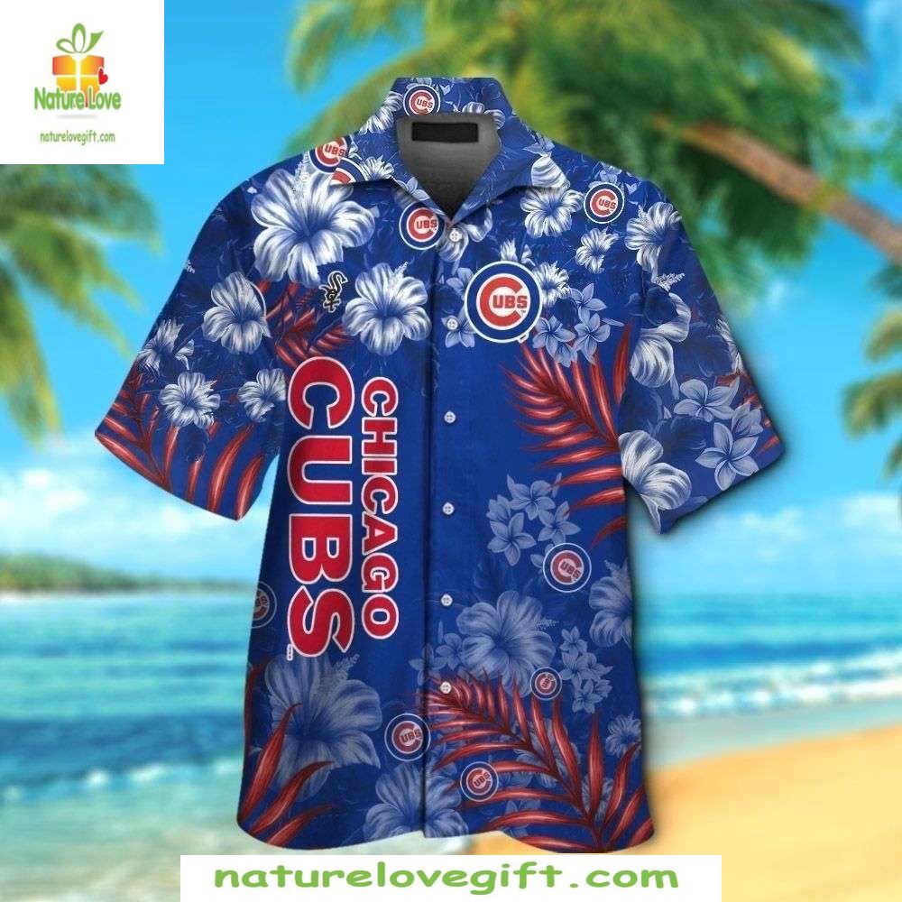 Chicago Cubs Hawaiian Red Blue Aloha MLB Baseball - Adult & Kids T-Shirts, Sweatshirts & Hoodies apparel design preview 1
