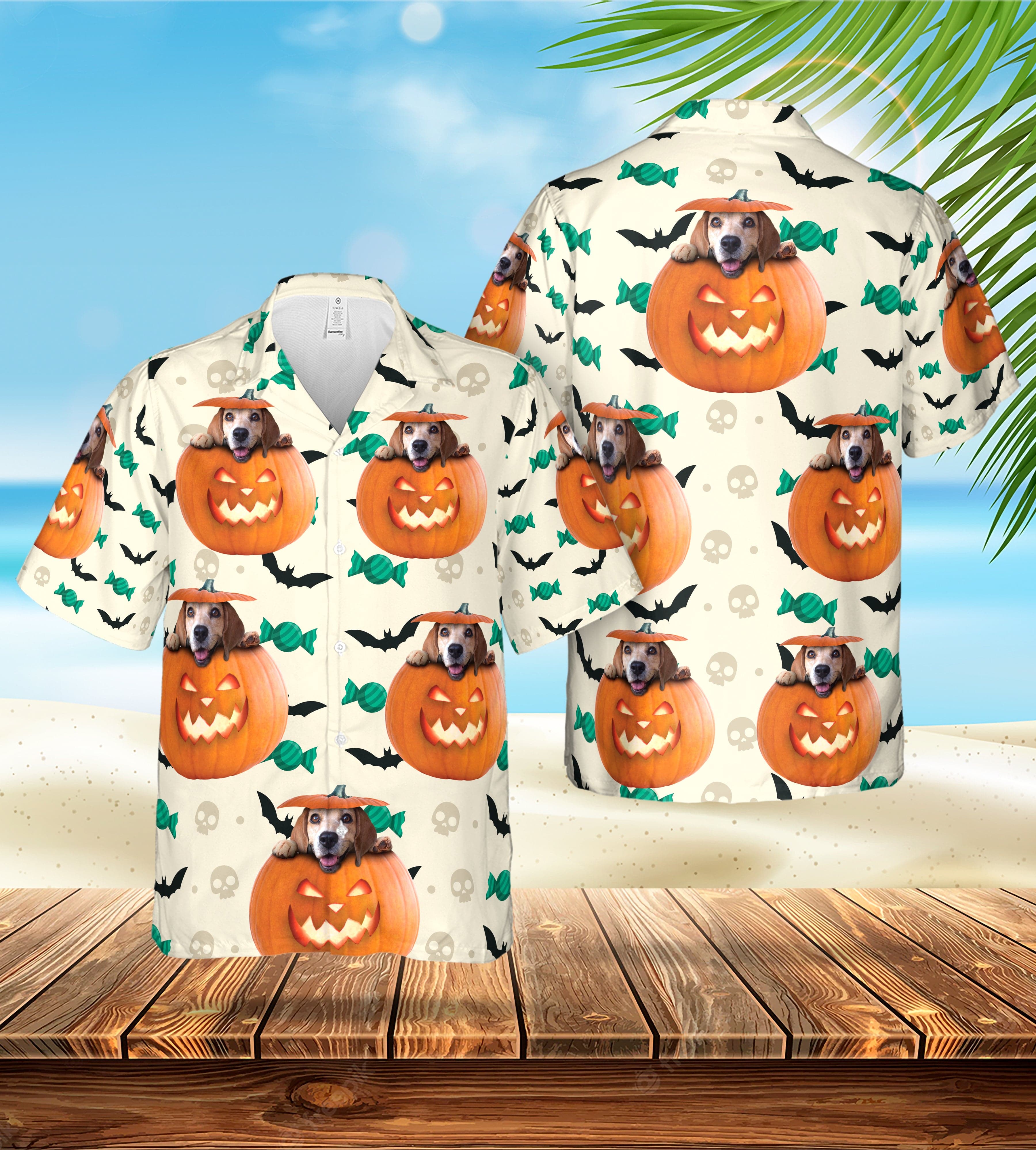 Custom Hawaiian (Halloween Pumpkin: 1-4 Pets) - Adult & Kids T-Shirts, Sweatshirts & Hoodies apparel design preview 1