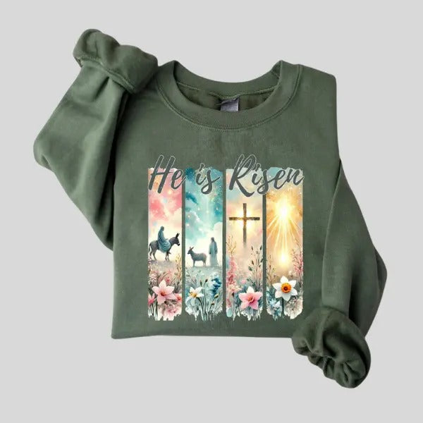 He Is Risen Vintage Easter Jesus - Adult & Kids T-Shirts, Sweatshirts & Hoodies apparel design preview 1