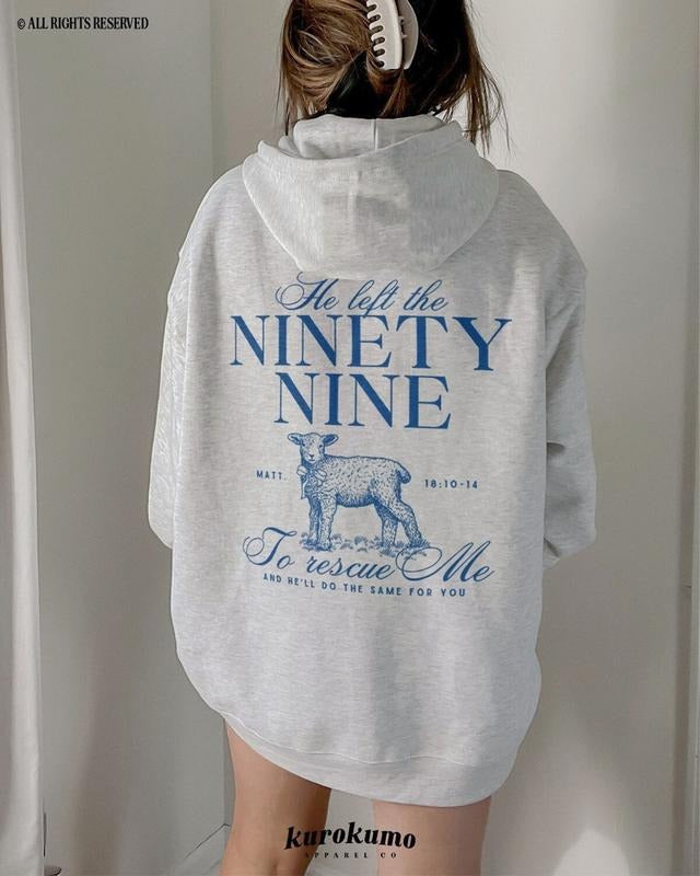 He Left 99 Rescue Me Bible Verse Blue Coquette Faith - Adult & Kids T-Shirts, Sweatshirts & Hoodies apparel design preview 1