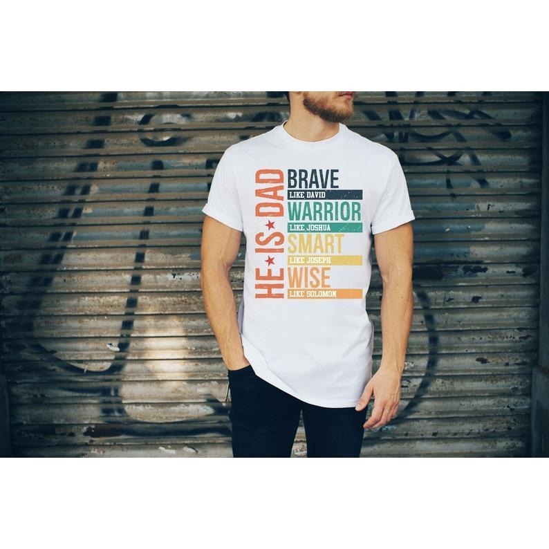 He Is Dad I Brave Like David Christian Father Bible - Adult & Kids T-Shirts, Sweatshirts & Hoodies apparel design preview 1