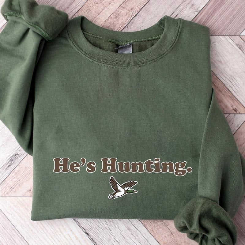 He Is Hunting Mallard Duck Minimalist Retro Season - Adult & Kids T-Shirts, Sweatshirts & Hoodies apparel design preview 1