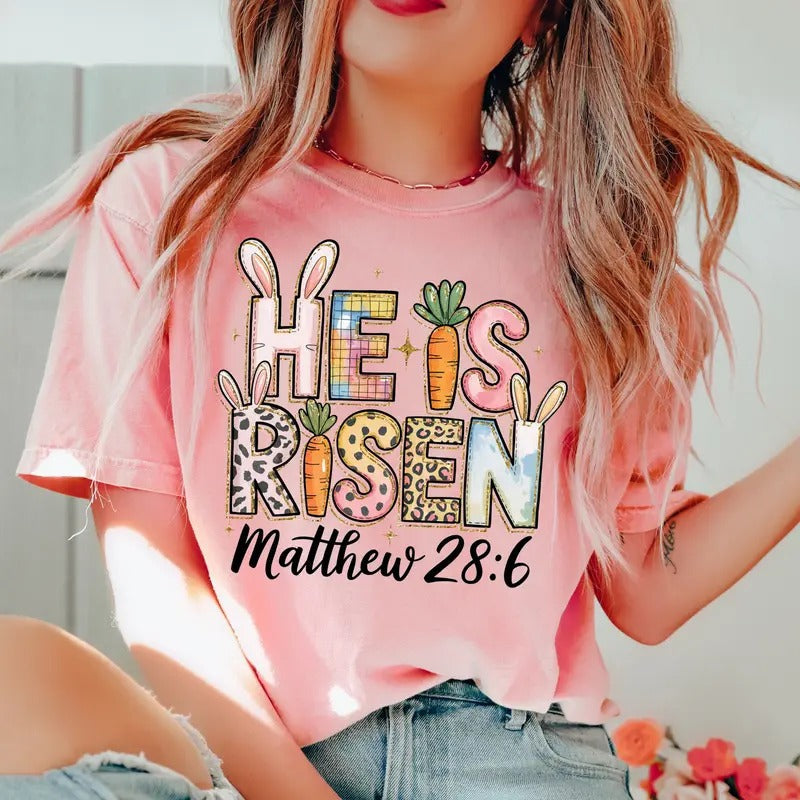 He Is Risen Glitter DTF Transfers THIS NOT - Adult & Kids T-Shirts, Sweatshirts & Hoodies apparel design preview 1