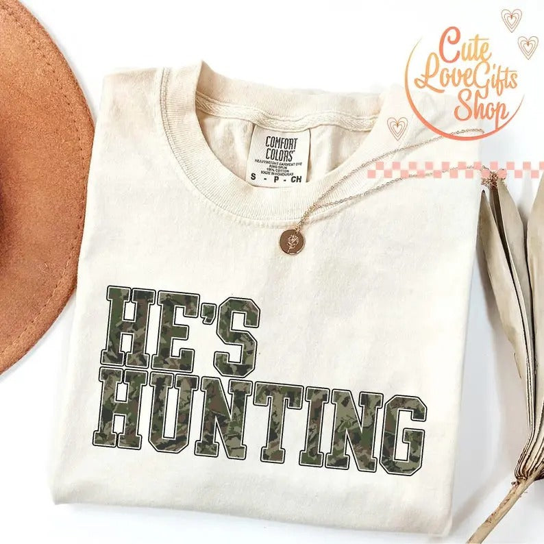 He'S Hunting Wife Season Duck Deer Abandoned Hunter - Adult & Kids T-Shirts, Sweatshirts & Hoodies apparel design preview 1