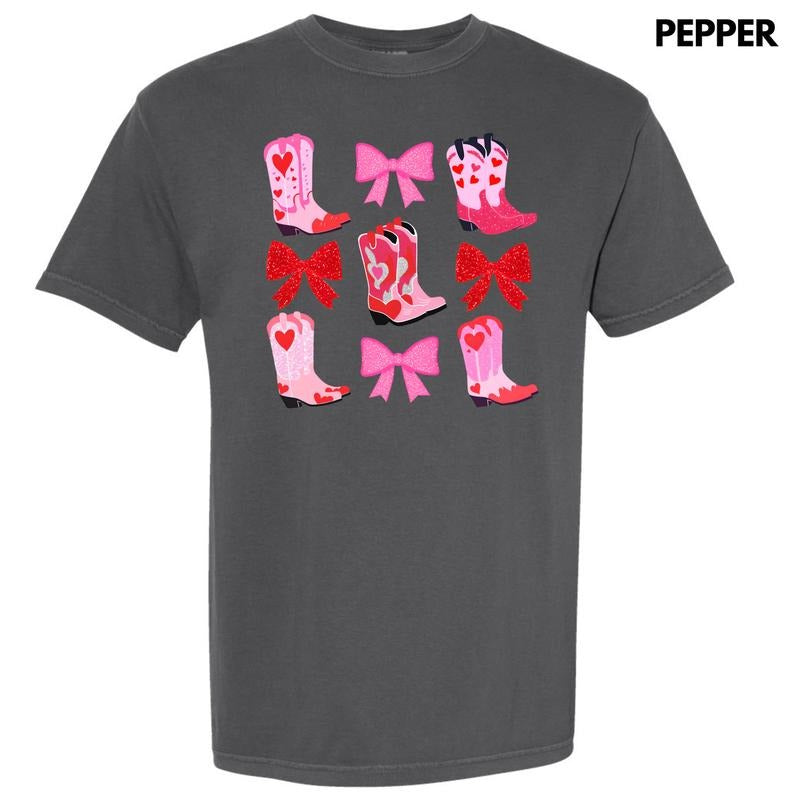 Heart Boot Bow Collage Comfort Colors 'NLB' - Adult & Kids T-Shirts, Sweatshirts & Hoodies apparel design preview 1