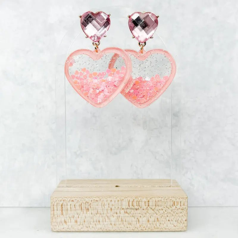 Heart Glitter Shaker Earrings - Adult & Kids T-Shirts, Sweatshirts & Hoodies apparel design preview 1