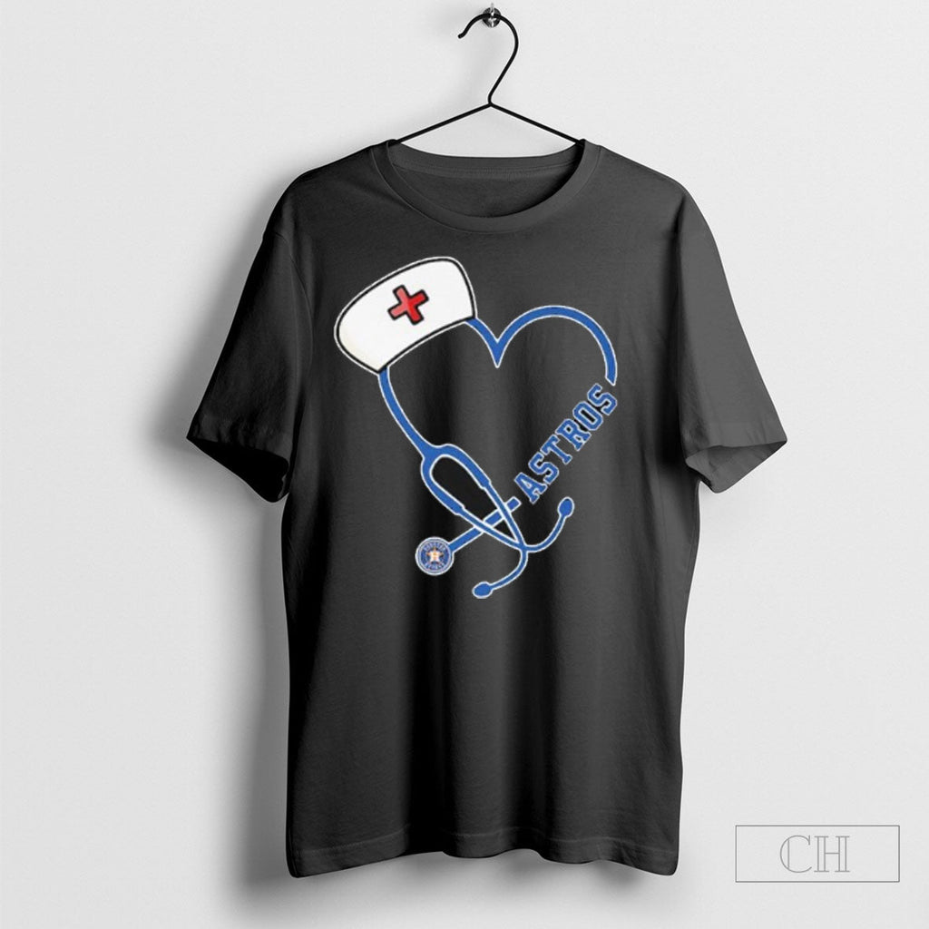 Heart Stethoscope Nurse X Houston Astros - Adult & Kids T-Shirts, Sweatshirts & Hoodies apparel design preview 1