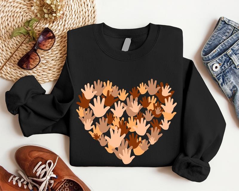 Heart Hands Different Races Skin Love Equal Rights - Adult & Kids T-Shirts, Sweatshirts & Hoodies apparel design preview 1