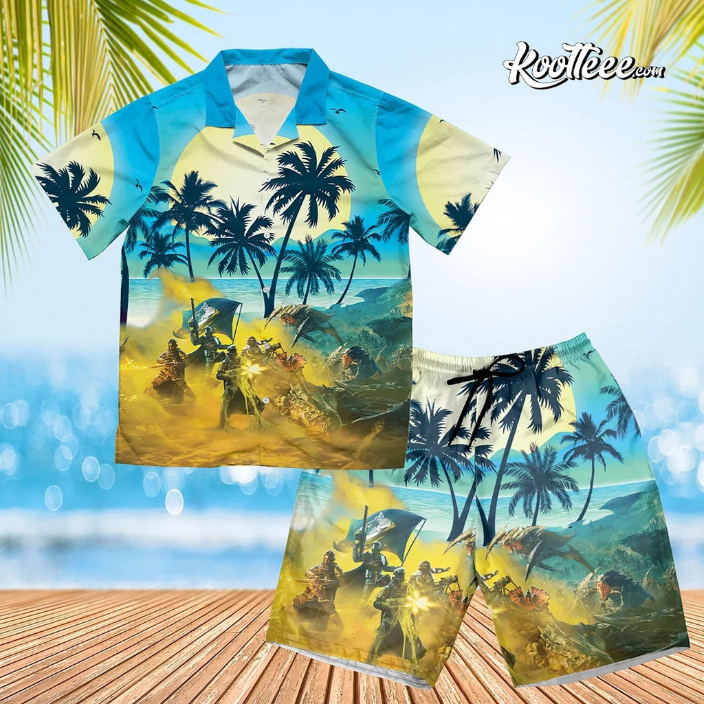 Helldivers 2 Managed Democracy Tropical Hawaiian And - Adult & Kids T-Shirts, Sweatshirts & Hoodies apparel design preview 1