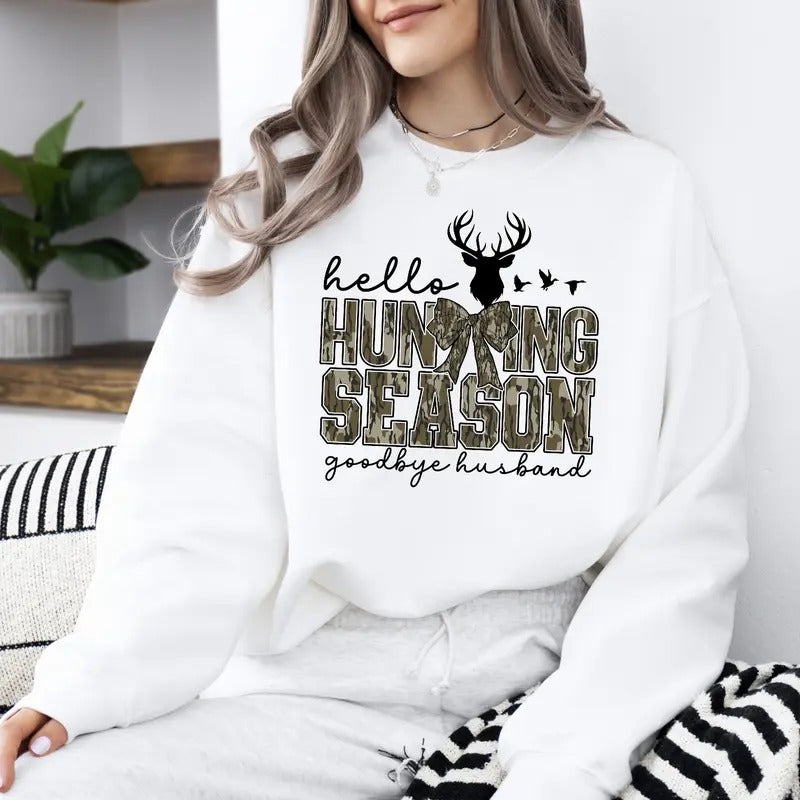 Hello Hunting Season Goodbye Husband - Adult & Kids T-Shirts, Sweatshirts & Hoodies apparel design preview 1