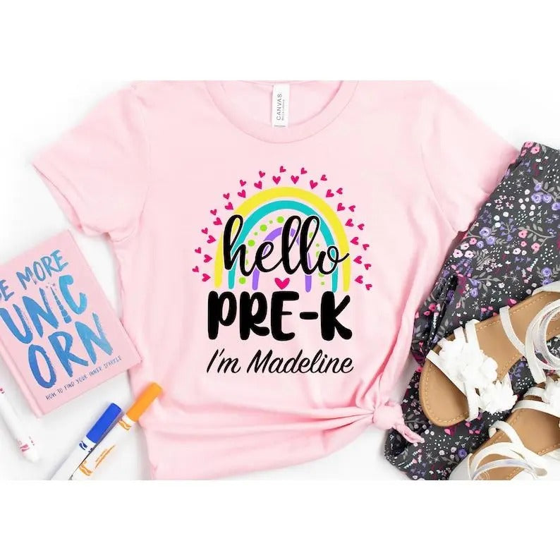Hello Pre K Back School First Day Kindergarten - Adult & Kids T-Shirts, Sweatshirts & Hoodies apparel design preview 1