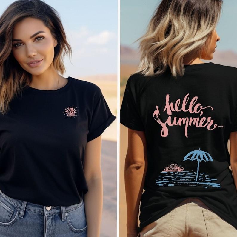 Hello Summer Beach Lover Words Back VSCO Girl - Adult & Kids T-Shirts, Sweatshirts & Hoodies apparel design preview 1