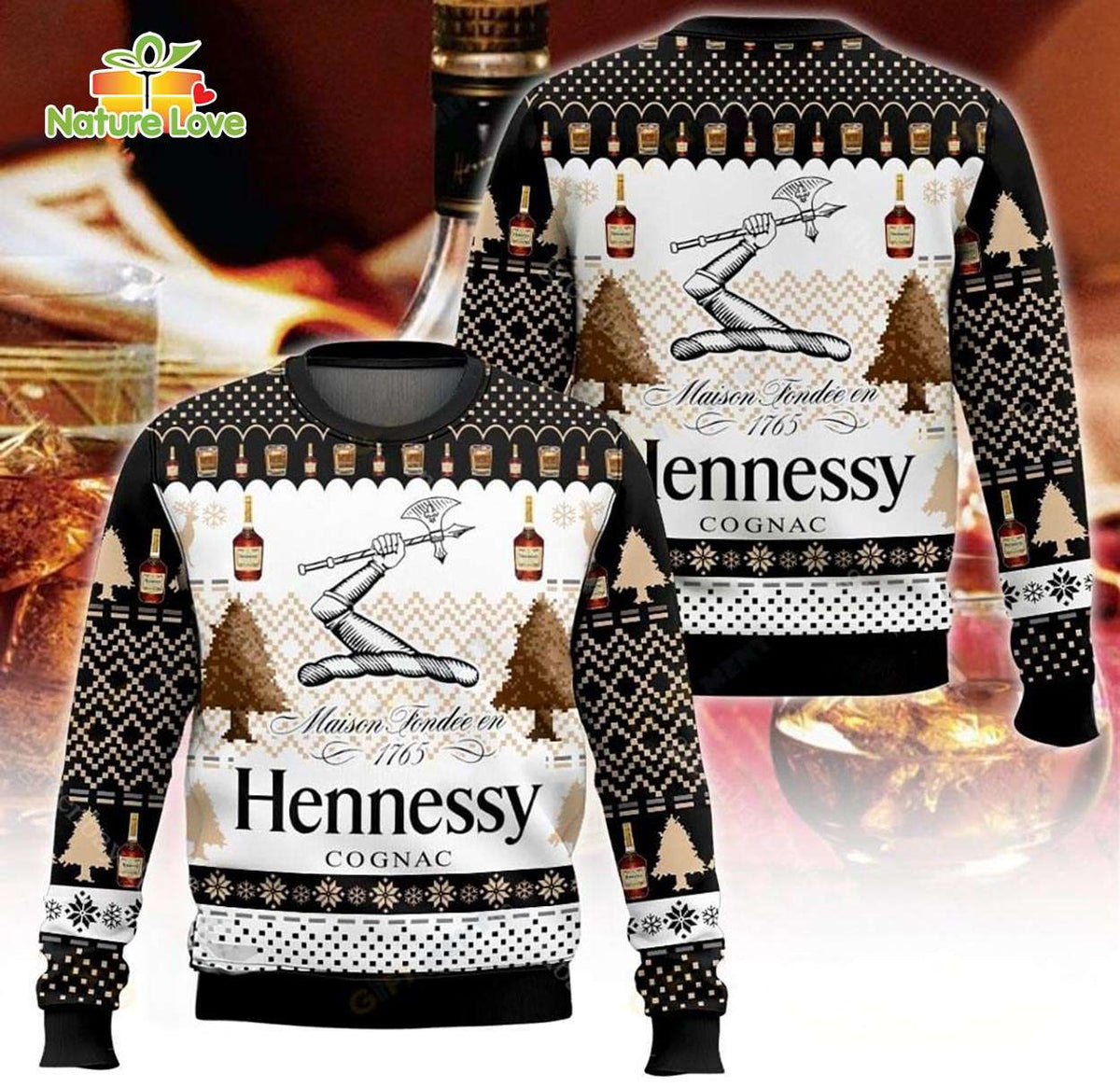 Hennessy Cognac Gift for Hennessy Cognac Lovers Ugly Christmas Sweater - Holiday Gift product image