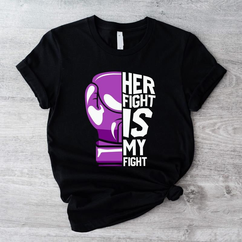 Her Fight Is My Purple Ribbon Cancer Awareness - Adult & Kids T-Shirts, Sweatshirts & Hoodies apparel design preview 1