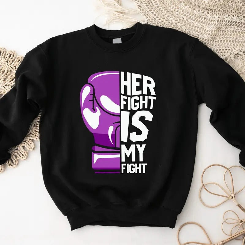 Her Fight Is My Purple Ribbon Cancer Awareness - Adult & Kids T-Shirts, Sweatshirts & Hoodies apparel design preview 1