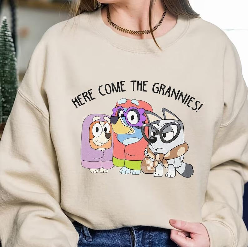Here Come Grannies Bluey Bingo Grandma - Adult & Kids T-Shirts, Sweatshirts & Hoodies apparel design preview 1