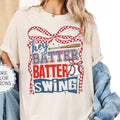 Hey Batter Swing Coquette Baseball Lover Mom Game Day - Adult & Kids T-Shirts, Sweatshirts & Hoodies apparel design preview 1