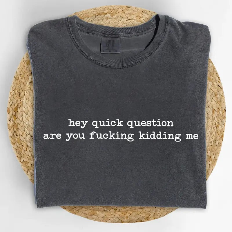 Hey Quick Question Are You Kidding Me Comfort Colors - Adult & Kids T-Shirts, Sweatshirts & Hoodies apparel design preview 1