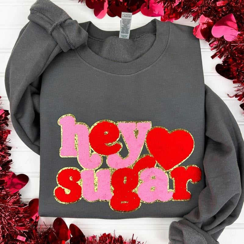 Hey Sugar Chenille Patch CHARCOAL - Adult & Kids T-Shirts, Sweatshirts & Hoodies apparel design preview 1