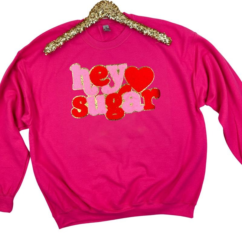 Hey Sugar Chenille Patch Hot Pink - Adult & Kids T-Shirts, Sweatshirts & Hoodies apparel design preview 1