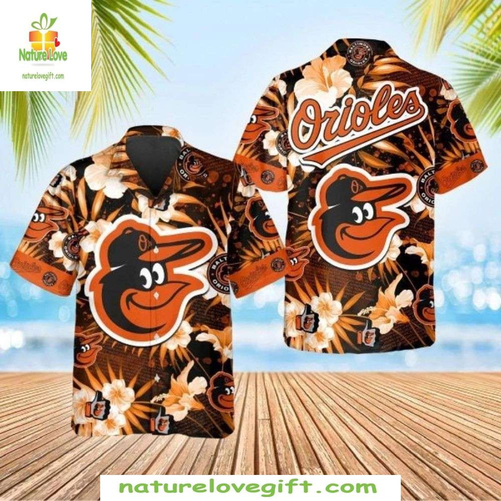 MLB Hawaiian Hibiscus Flower Orioles Stylish Baseball - Adult & Kids T-Shirts, Sweatshirts & Hoodies apparel design preview 1