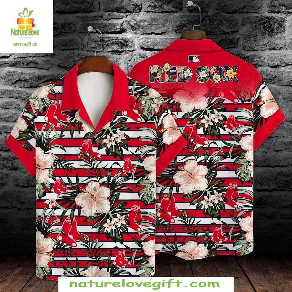 Boston Red Sox Hibiscus Hawaiian White Baseball - Adult & Kids T-Shirts, Sweatshirts & Hoodies apparel design preview 1
