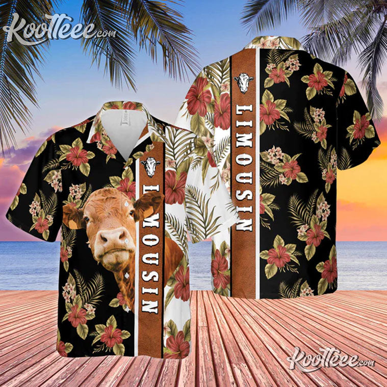 Hibiscus Flowers Limousin Cattle Brown Trendy - Adult & Kids T-Shirts, Sweatshirts & Hoodies apparel design preview 1
