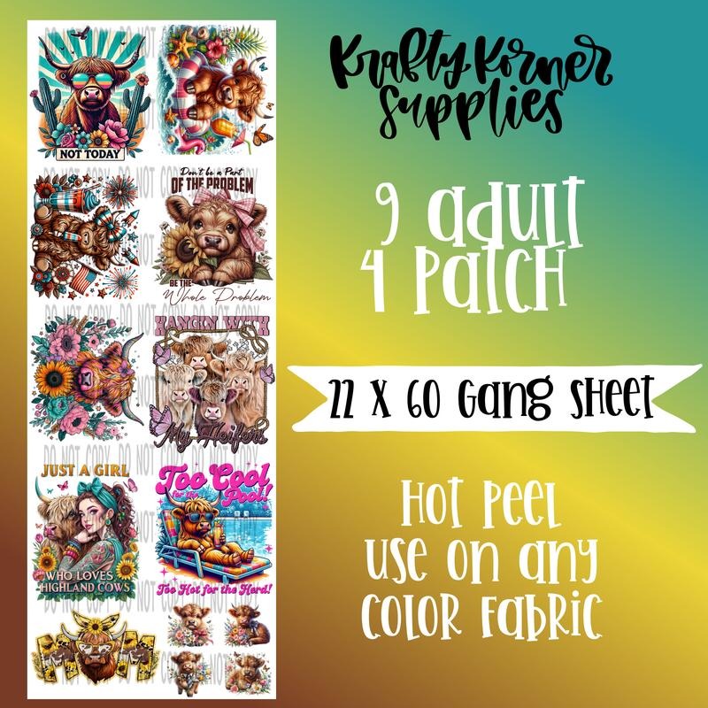 Highland DTF Transfer Gang Sheet 22 X 60 - Adult & Kids T-Shirts, Sweatshirts & Hoodies apparel design preview 1