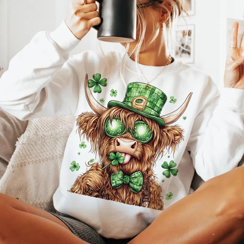 Highlandd Cow St. Patrick'S Day Coquette Patty'S - Adult & Kids T-Shirts, Sweatshirts & Hoodies apparel design preview 1