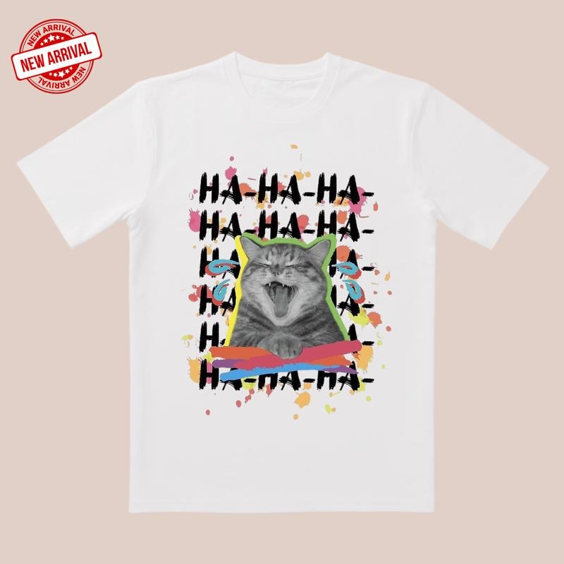 Hilarious Cat Splash Color HA Text Laugh Out Loud - Adult & Kids T-Shirts, Sweatshirts & Hoodies apparel design preview 1