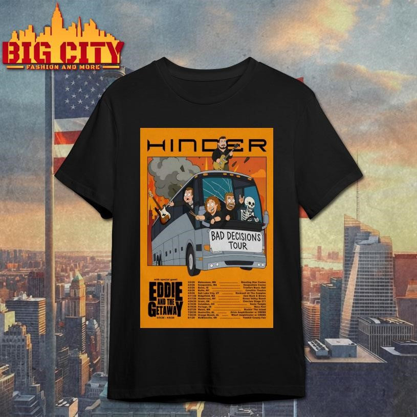 Hinder Bad Decisions 2026 Shows Poster - Adult & Kids T-Shirts, Sweatshirts & Hoodies apparel design preview 1