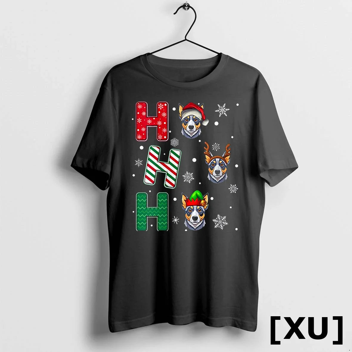 Ho Blue Heeler Dog Matching Christmas Santa Elf Xmas - Adult & Kids T-Shirts, Sweatshirts & Hoodies apparel design preview 1