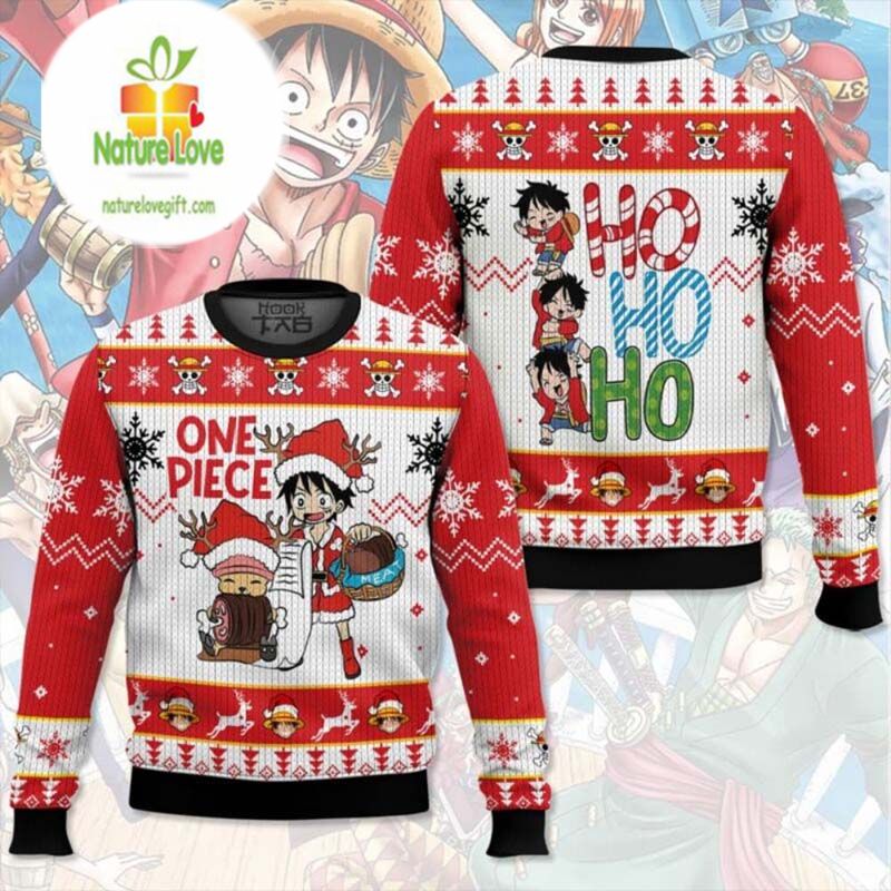 Ho Ho Ho Luffy Chopper One Piece Ugly Christmas Sweater - Holiday Gift product image