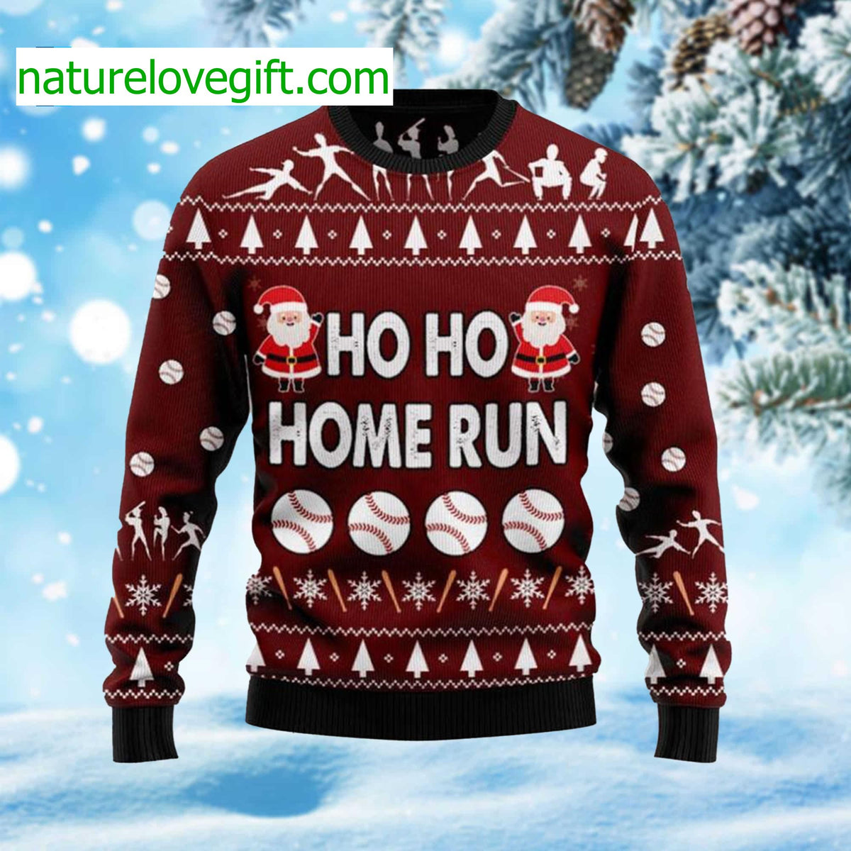 Ho Ho Home Run Ugly Christmas Sweater - Holiday Gift product image