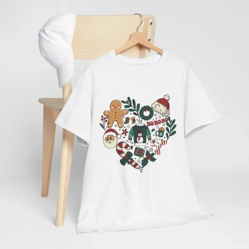 Ho Heart Heavy Cotton Santa Favori Xmas - Adult & Kids T-Shirts, Sweatshirts & Hoodies apparel design preview 1