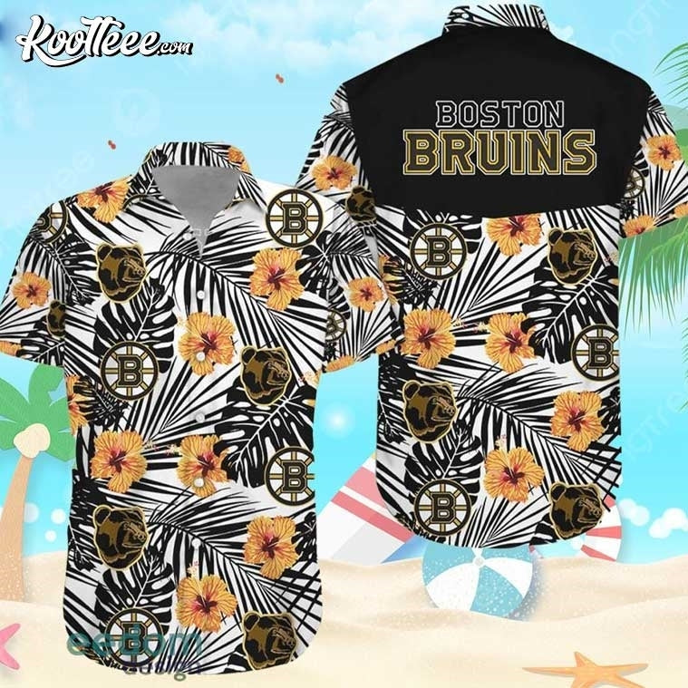 Hockey Boston Bruins Hibiscus Beach Hawaiian - Adult & Kids T-Shirts, Sweatshirts & Hoodies apparel design preview 1