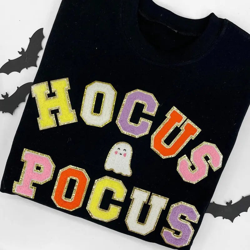 Hocus Pocus Letter Patch Chenille Patches Halloween - Adult & Kids T-Shirts, Sweatshirts & Hoodies apparel design preview 1