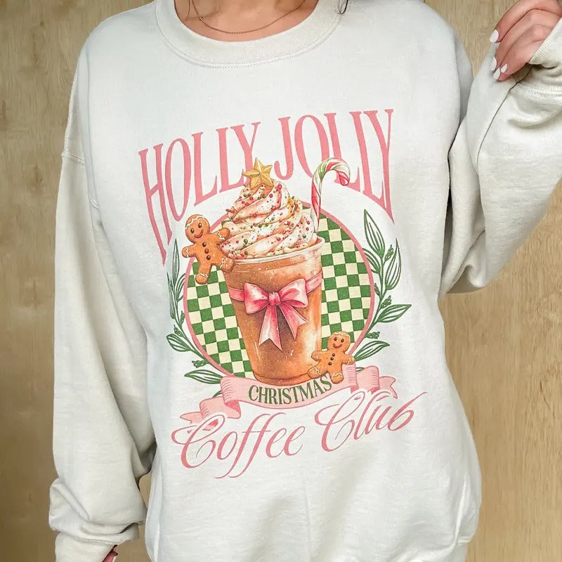 Holly Jolly Coffee Club Top - Adult & Kids T-Shirts, Sweatshirts & Hoodies apparel design preview 1