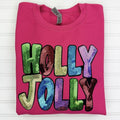 Holly Jolly Sequin Patch - Adult & Kids T-Shirts, Sweatshirts & Hoodies apparel design preview 1
