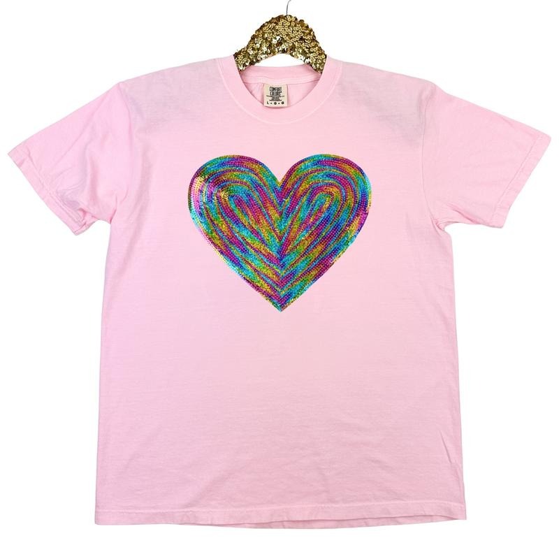 Holographic HEART Sequin Patch Comfort Colors BLOSSOM - Adult & Kids T-Shirts, Sweatshirts & Hoodies apparel design preview 1