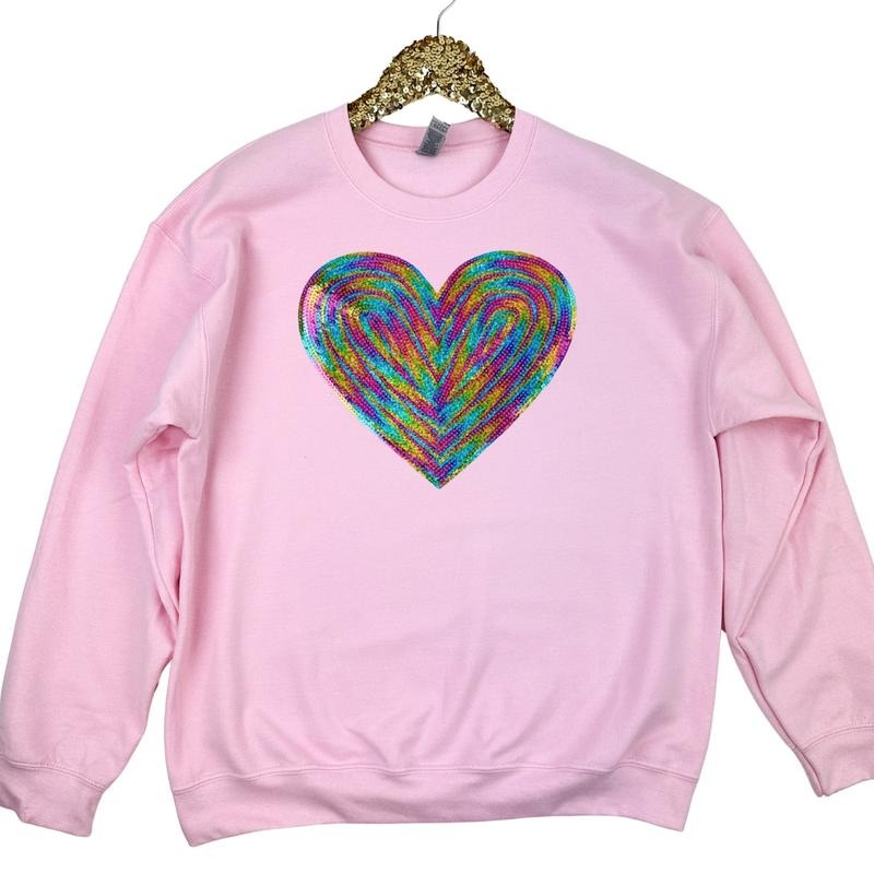 Holographic HEART Sequin Patch LIGHT PINK - Adult & Kids T-Shirts, Sweatshirts & Hoodies apparel design preview 1